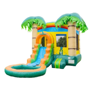 tropical bounce house with water slide & pool